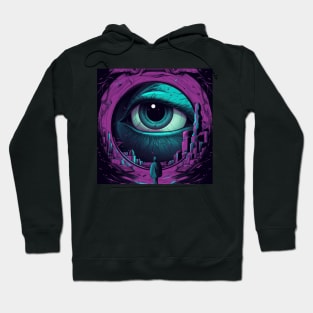 Blue and Purple Eyes Artwork Captivating Abstract Vision Hoodie